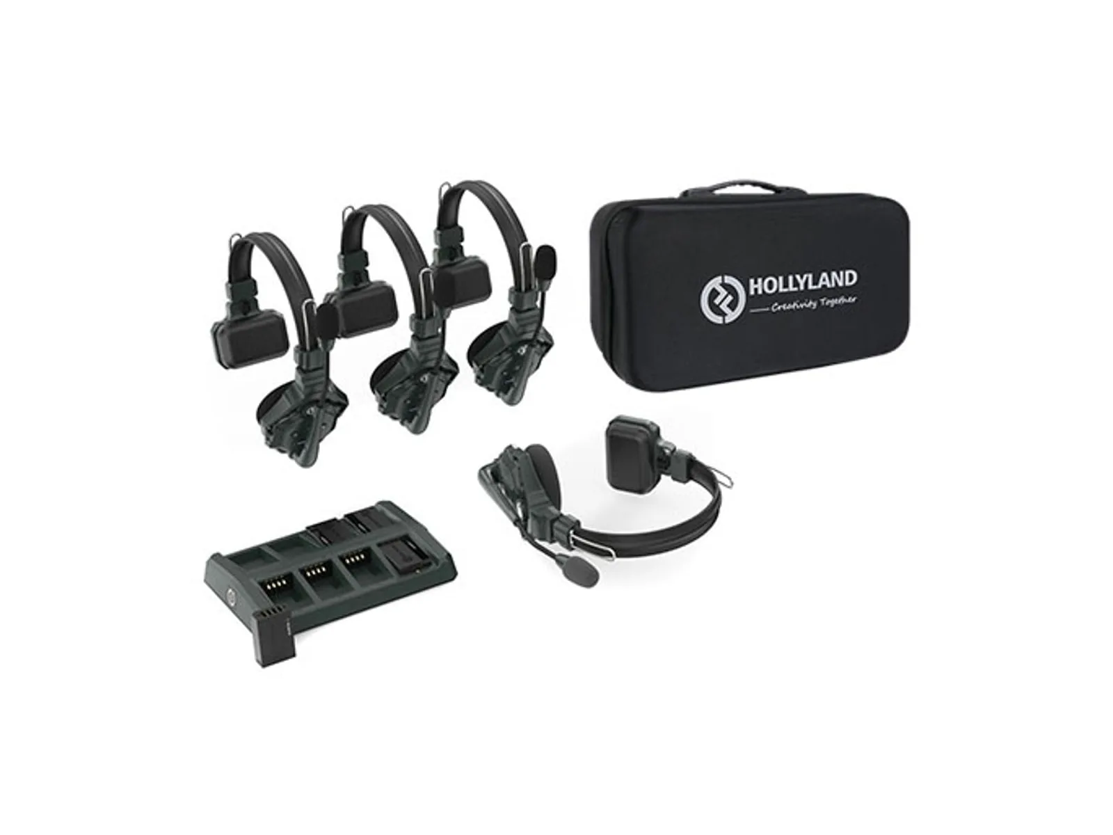 Hollyland Solidcom C1, headset intercom nirkabel full-duplex untuk empat pengguna.