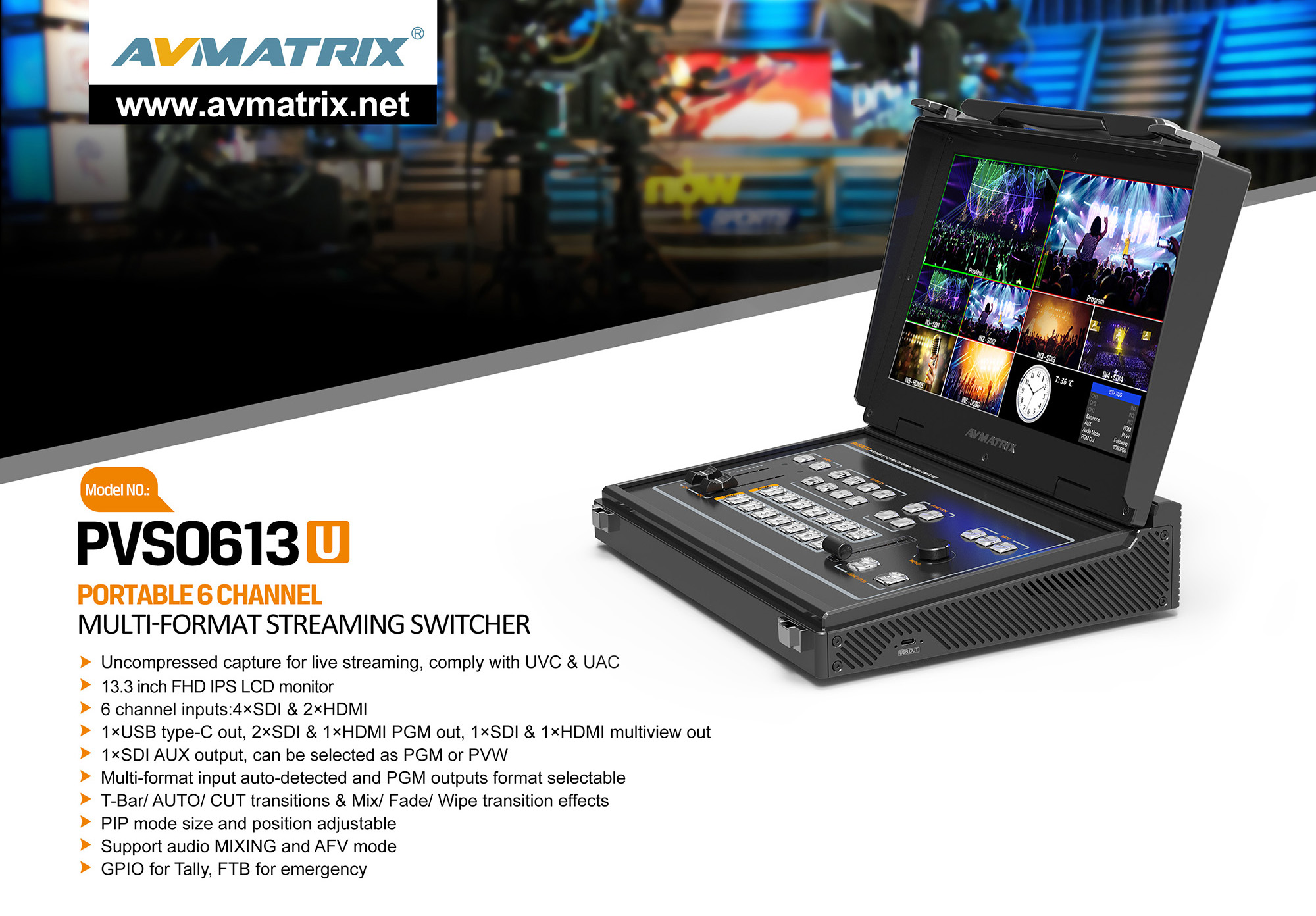 Sewa Harian Video Switcher AVMATRIX PVS0613U 6-Channel Video Switcher